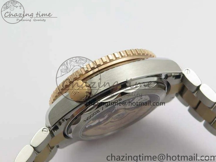 0412 Seamaster Pro Chrono SS RG OM Best Edition Blue Ceramic Blue Dial On SS RG Bracelet A Snug 8129